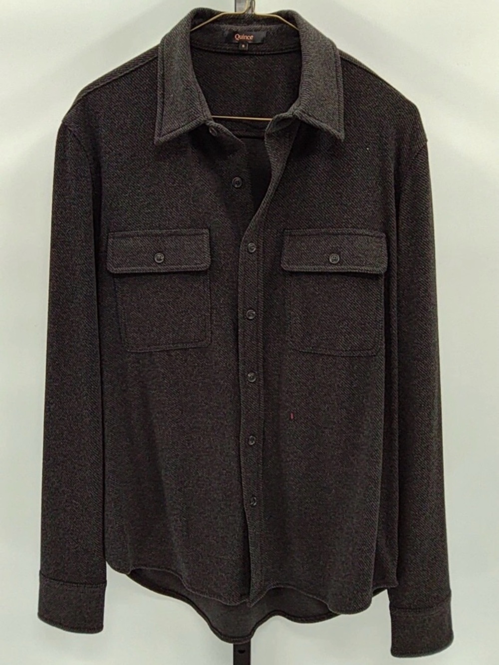 QUINCE Charcoal Button-Front stretch sweater fleece shirt men’s size S